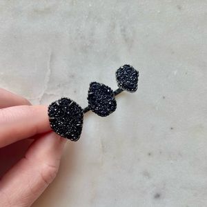 Kendra Scott black druzy 3 stone ring